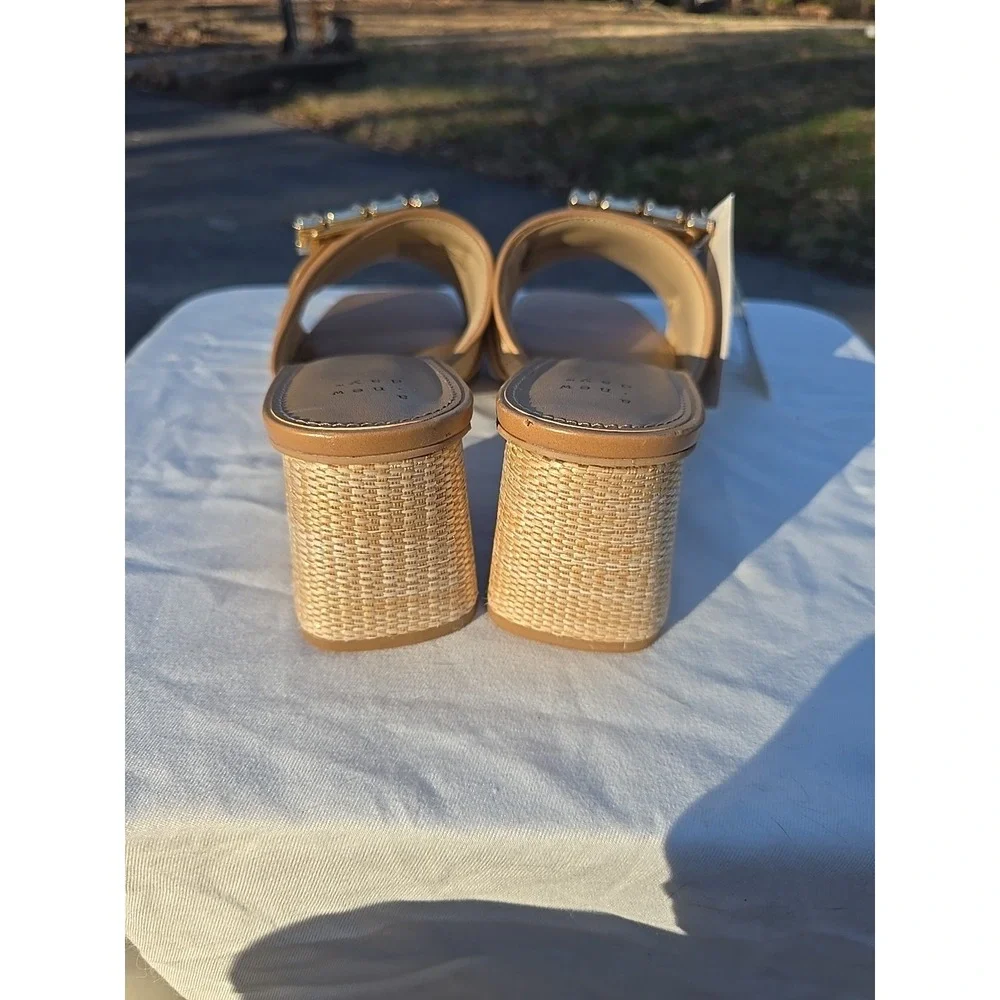 Women's Kathleen Raffia Buckle‎ Block Heels Beige A New Day Size 8 Neutral NWT
